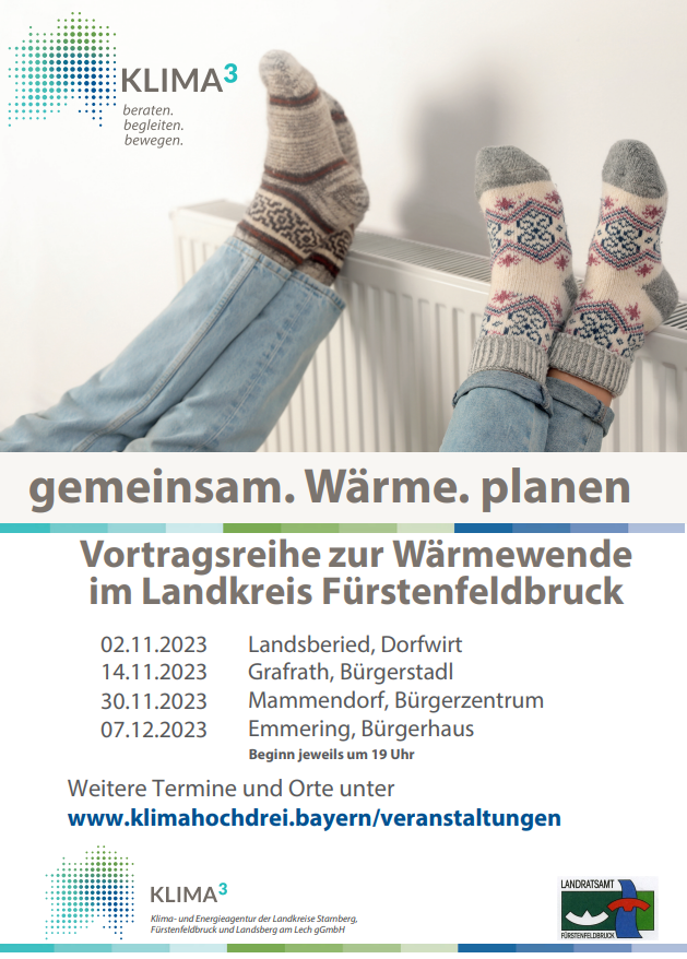 In den Vorträgen werden verschiedene Lösungen von einem Wärmenetzanschluss bis zu individuellen Heizungslösungen wie Wärmepumpen oder Biomasseheizungen aufgezeigt, auch einen Ausblick auf aktuelle und künftige Förderprogramme wird es geben.